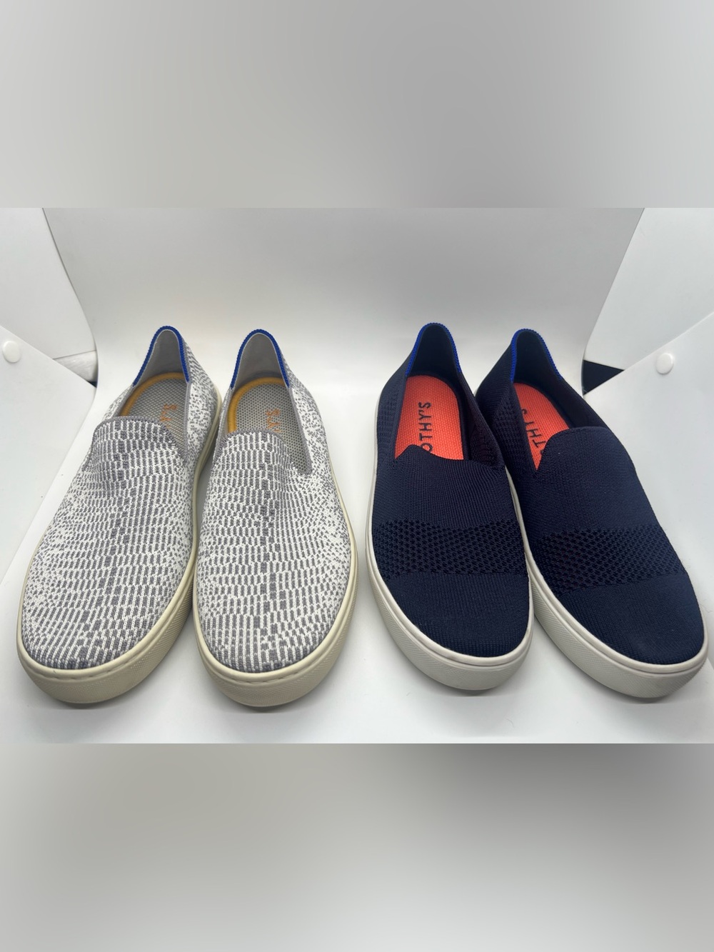 Rothy’s The Sneaker 2 Pairs Sz 6‎ Opal Python Gray White Maritime Lattice Stitch